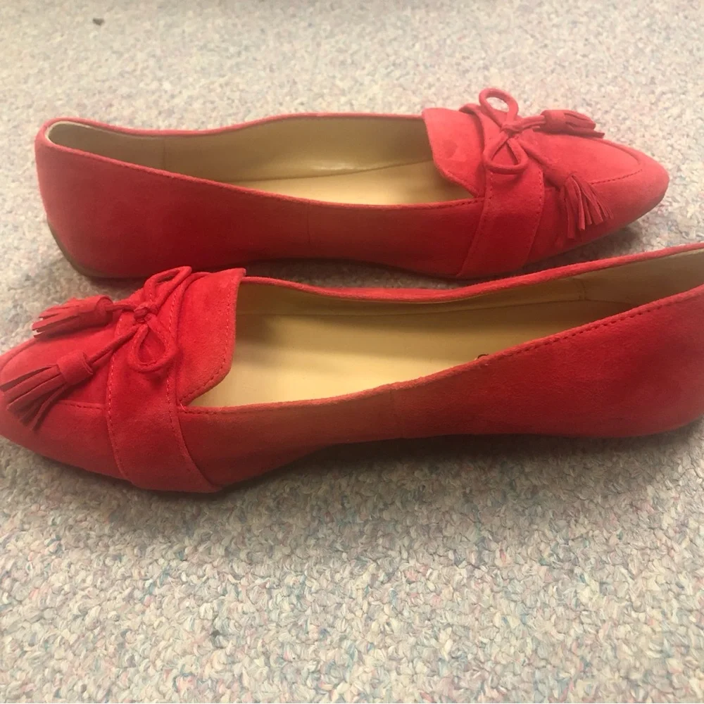 Talbots Red Suede Tassel Loafers - Pointed Toe